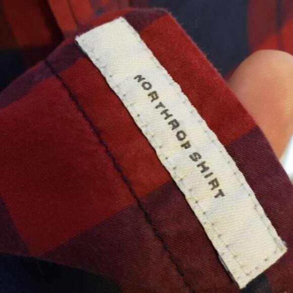 Goodfellow & Co Mens 2XB Northrop Shirt Red & Navy Plaid Long Sleeve Big & Tall - Picture 5 of 10